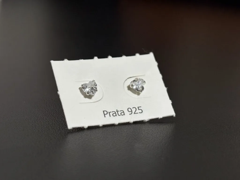 Brinco Coração Lapidado Prata 925